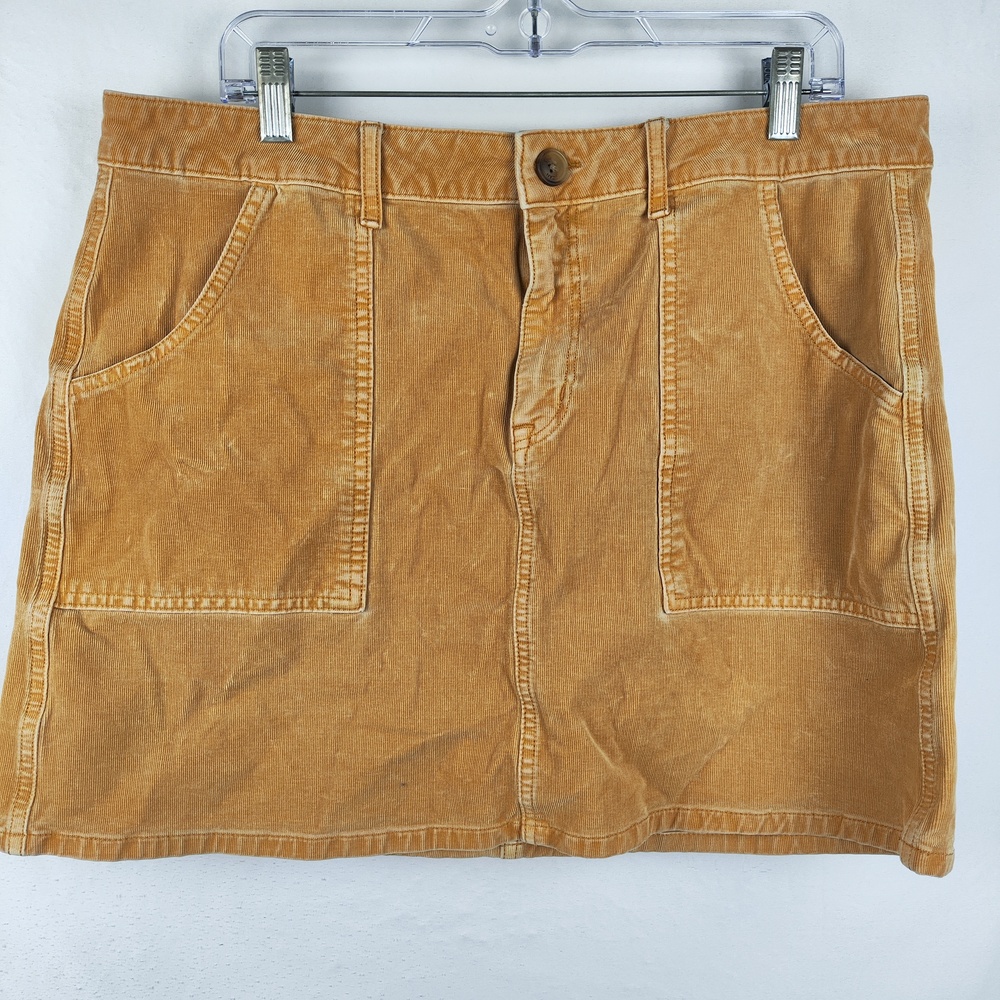 American Eagle Outfitters Skirt Womens 16 Brown Corduroy Hi Rise A-Line Pockets